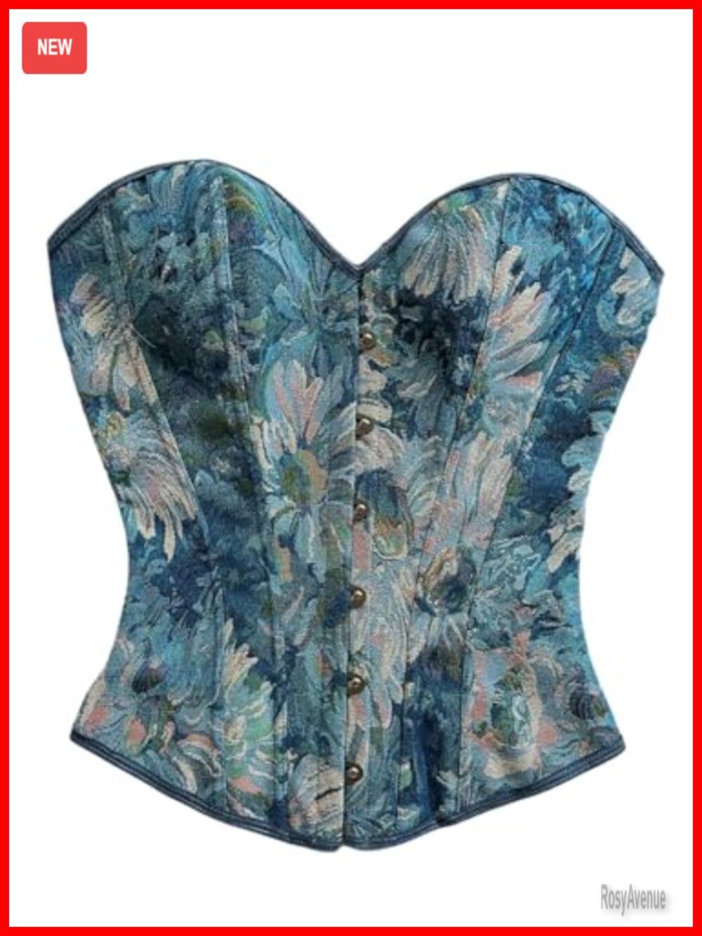 Women's Floral Lace Up Corset Bustier Strapless Hook Front Party Top
